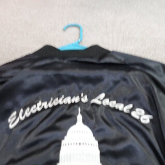 Vintage Local 26 Satin Jacket XL Black Bomber Jacket Washington DC - Picture 3 of 10